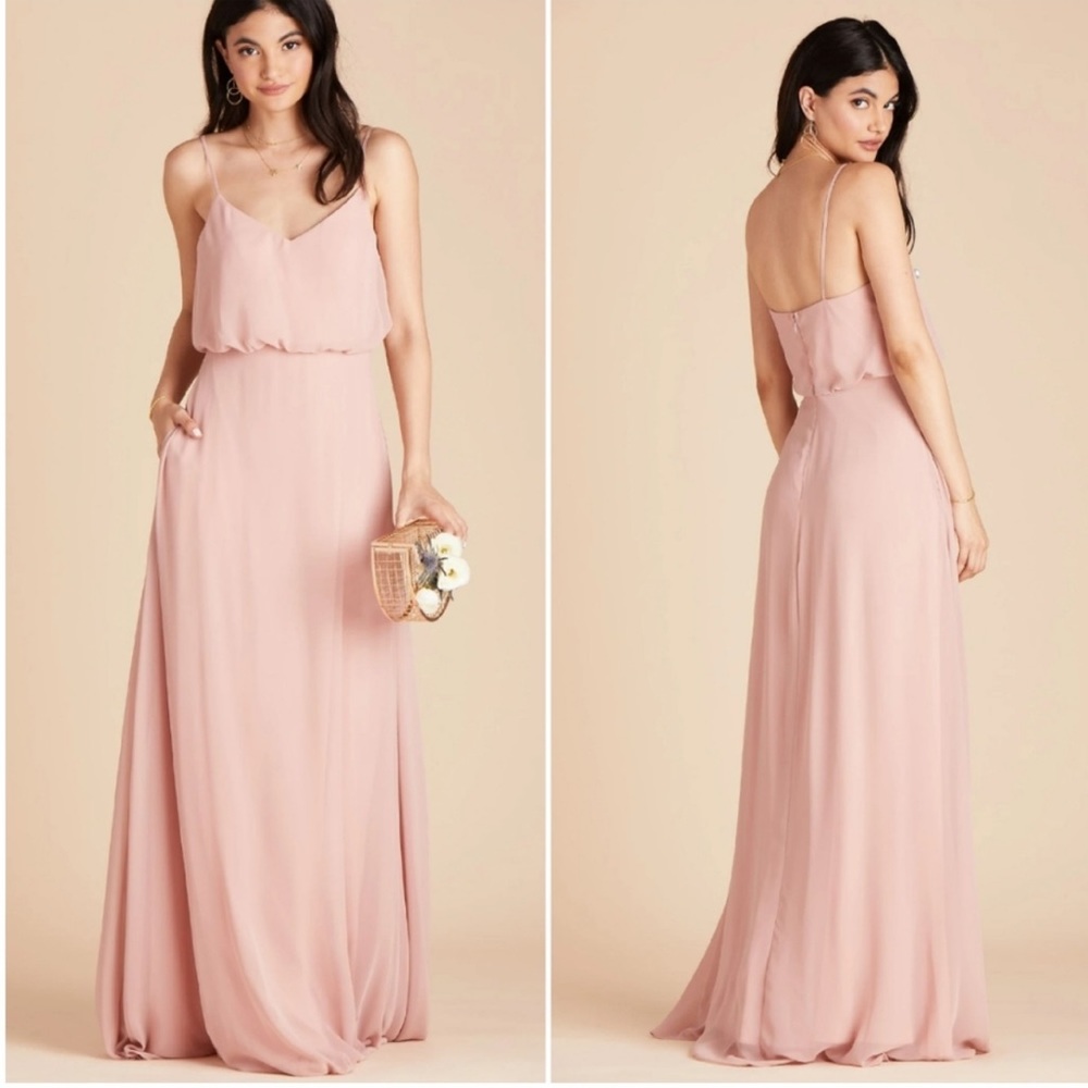 Birdy Grey Gwennie Chiffon Rose Quartz Formal Bridesmaid Maxi Dress NWT